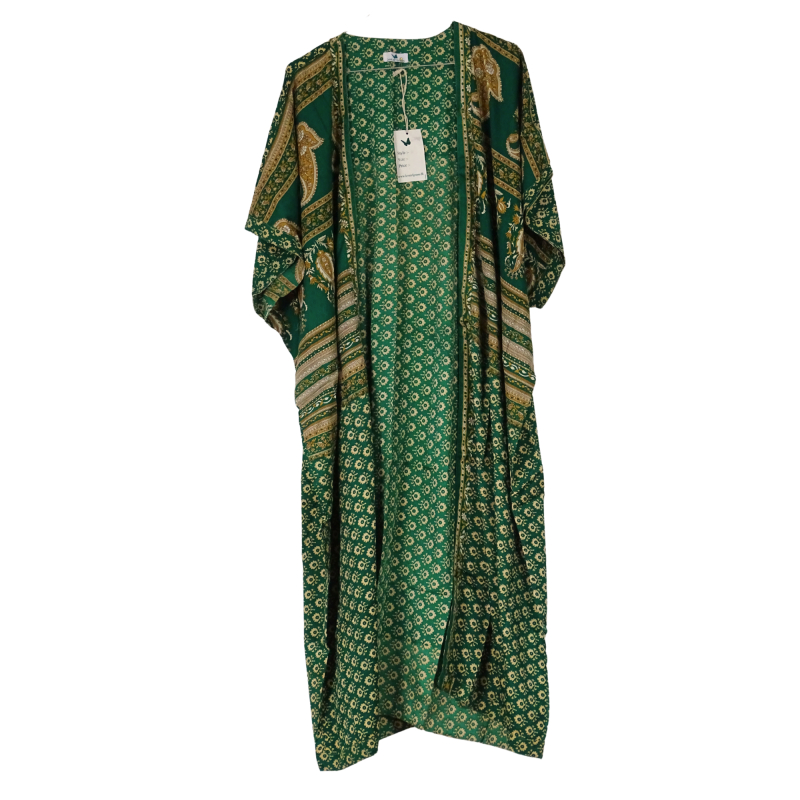 Chaya Kimono Throw Green n´ Beige