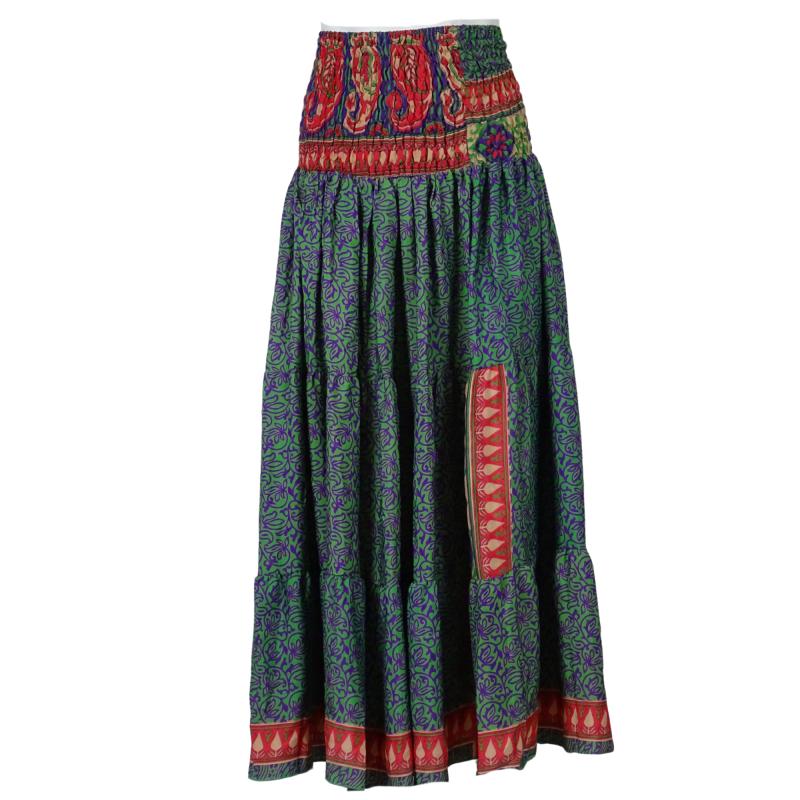 Maxi Nederdel Green Purple Rose - 