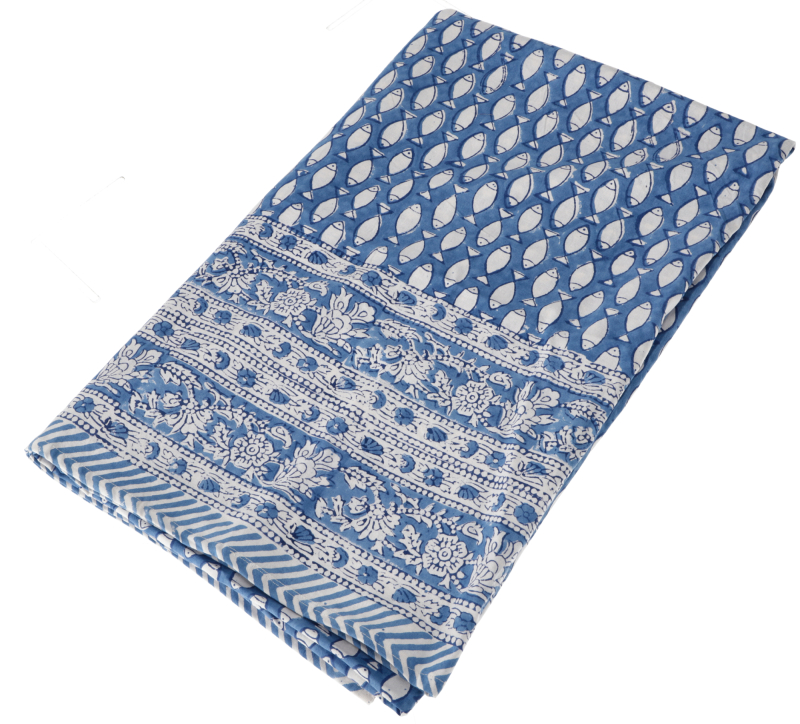 Blockprint Indisk Dug Blå