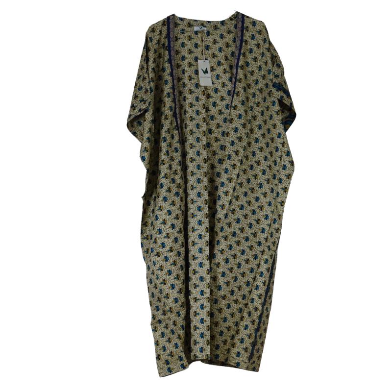Chaya Kimono Throw Beige n' Blue - 