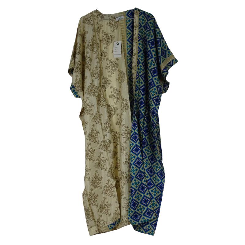 Chaya Kimono Throw Blue n' Beige - 