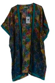 Indali Kort Kimono Petrol Flowers