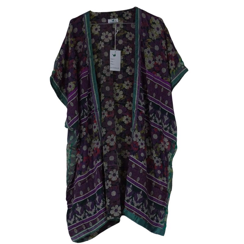 Indali Kort Kimono Purple Flowers - 