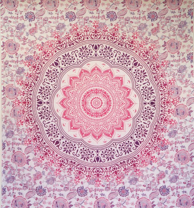 Mandala Tæppe Pink/Lilla - 