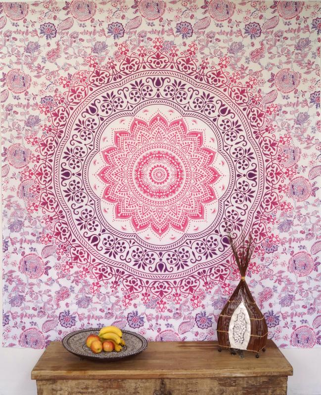 Mandala Tæppe Pink/Lilla - 