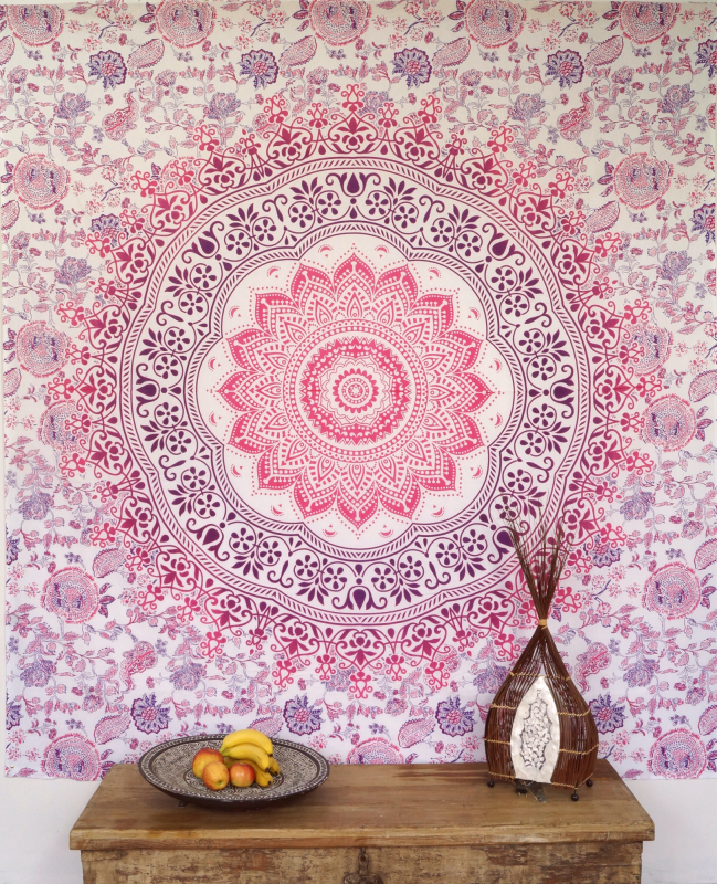 Mandala Tæppe Pink/Lilla