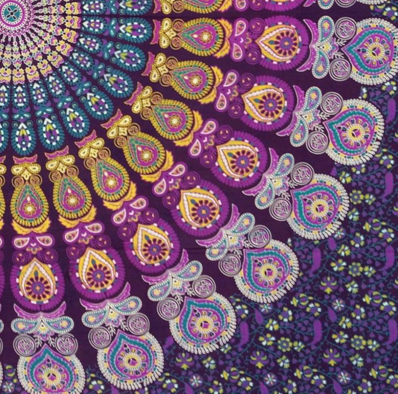 Mandala Tæppe Lilla Blå - 