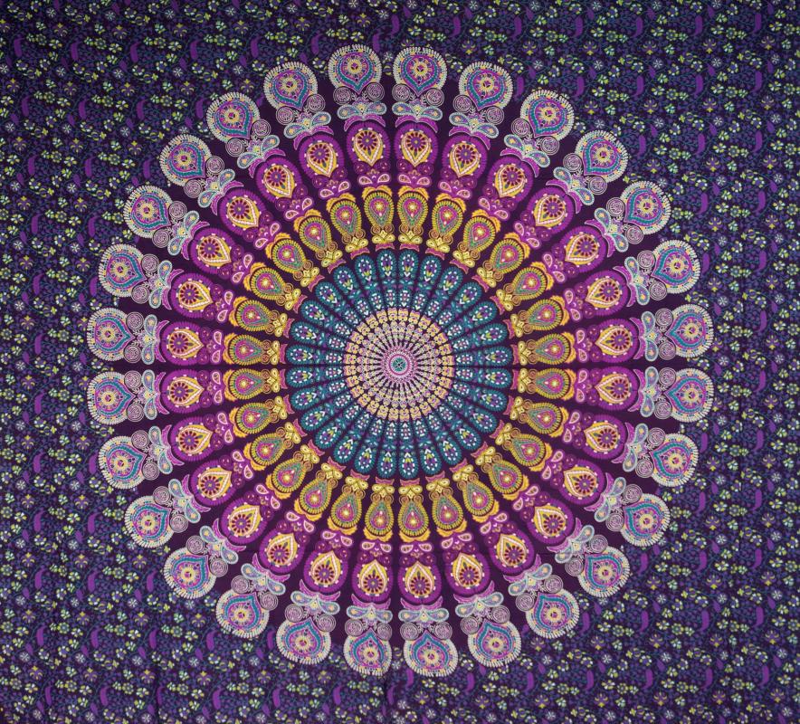 Mandala Tæppe Lilla Blå - 