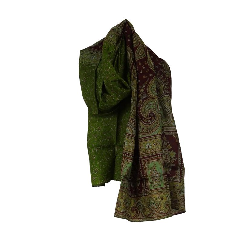 Silketørklæde Sarong Green n' Brown - 