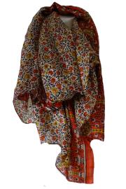 Silketørklæde Sarong Red n' Beige