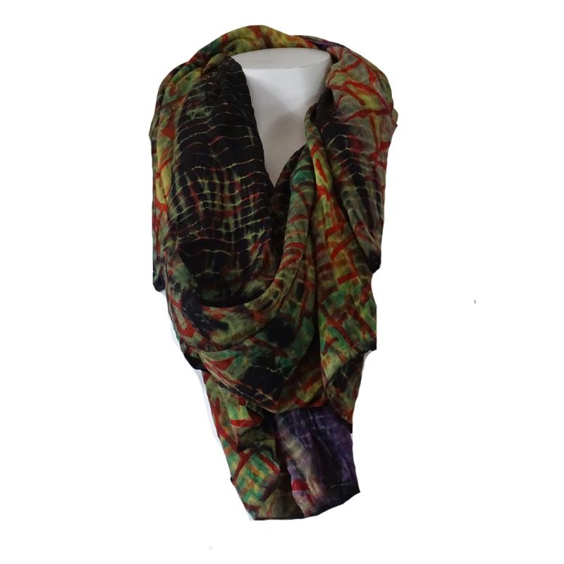 Batik Tørklæde Crepe Silke Indian Earth - 