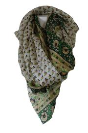 Silketørklæde Sarong Beige n' Green