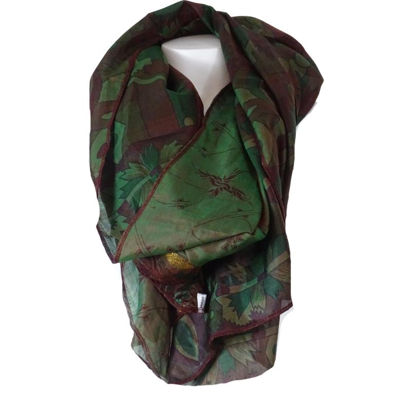 Silketørklæde Sarong Greenish Brown - 