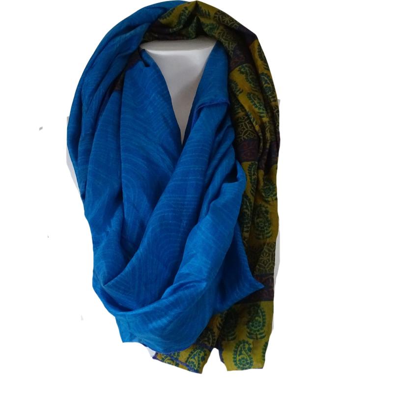 Silketørklæde Sarong India Blue - 