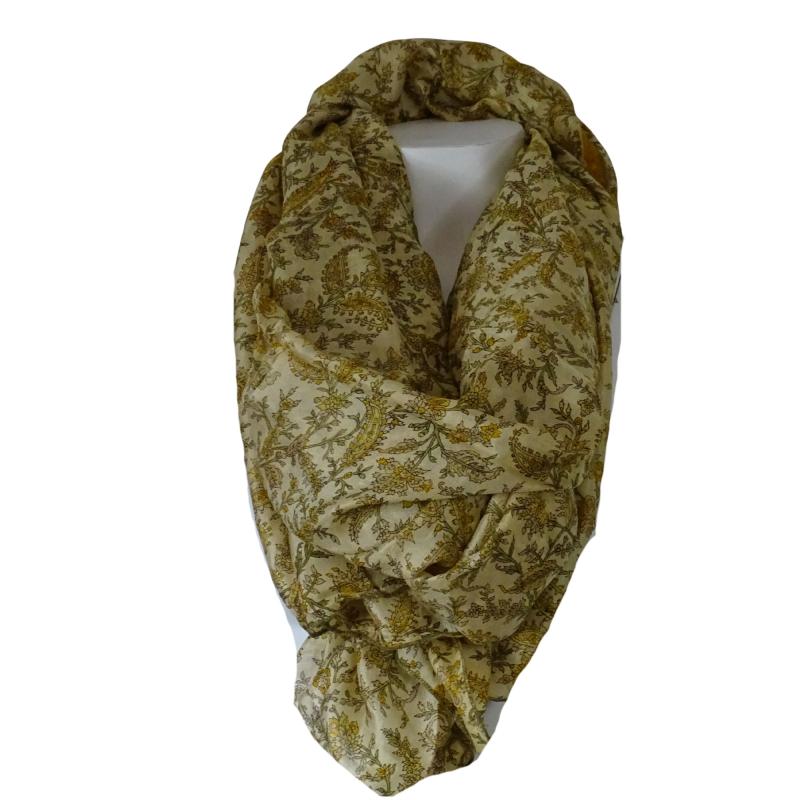Silketørklæde Sarong India Beige - 