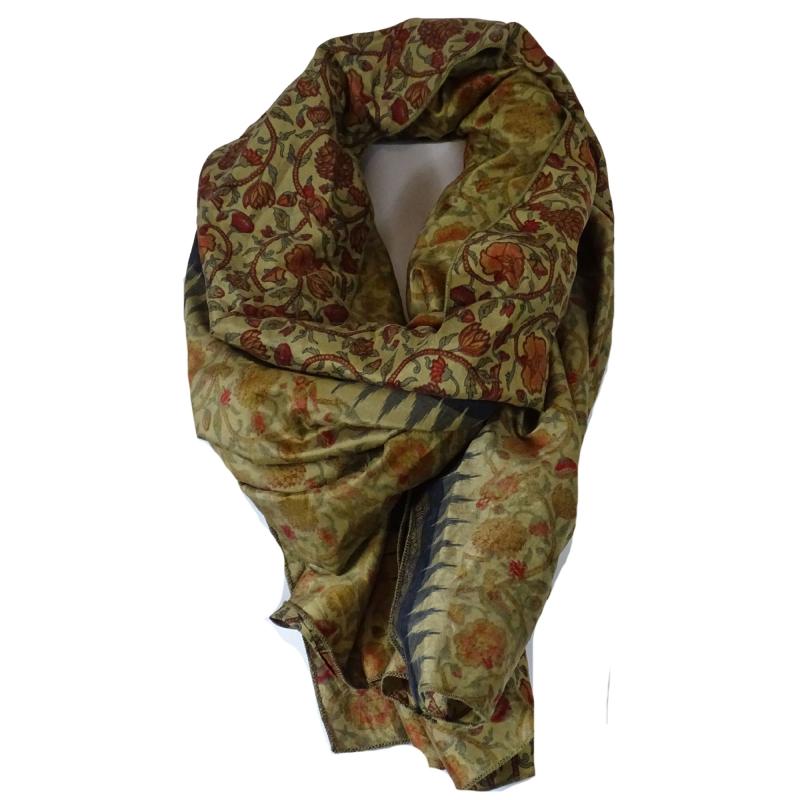 Silketørklæde Sarong Brown n' Beige - 