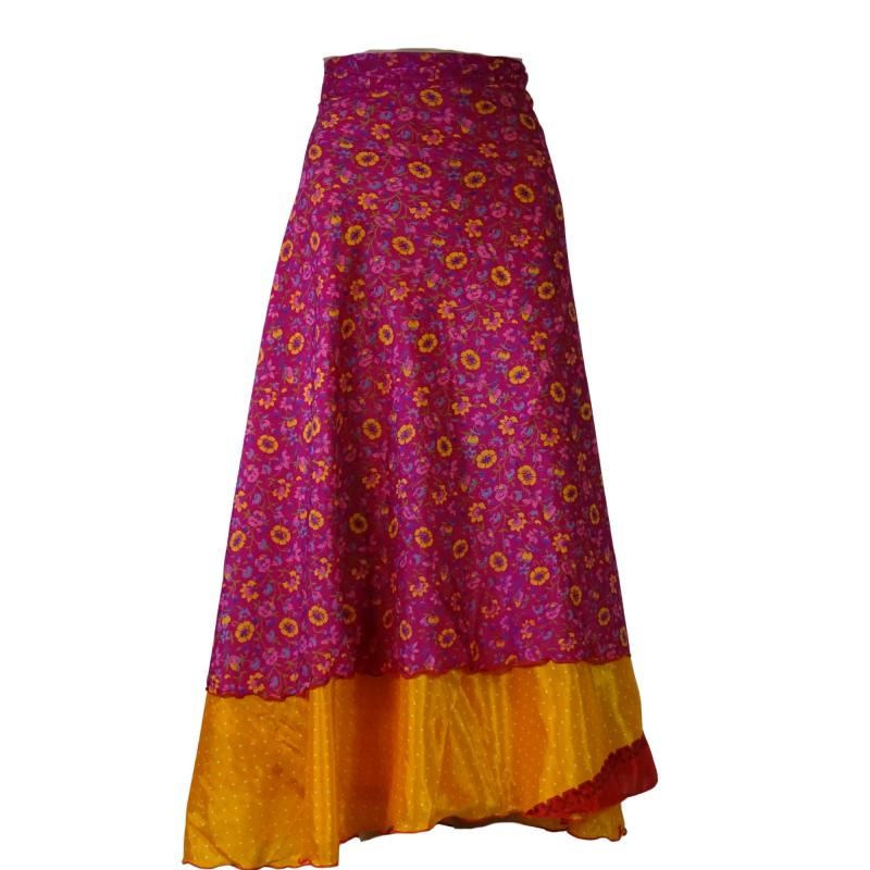 Lang slå-om Nederdel Fuchsia Orange - 