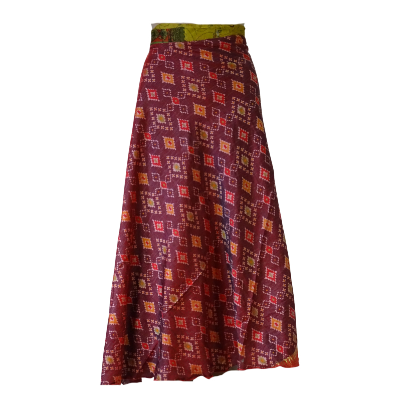 Lang slå-om Nederdel Mustard Red