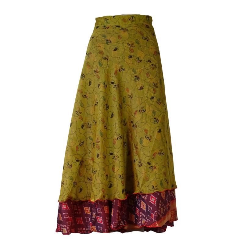 Lang slå-om Nederdel Mustard Red - 