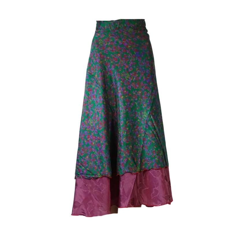 Lang slå-om Nederdel Plum n' Green - 