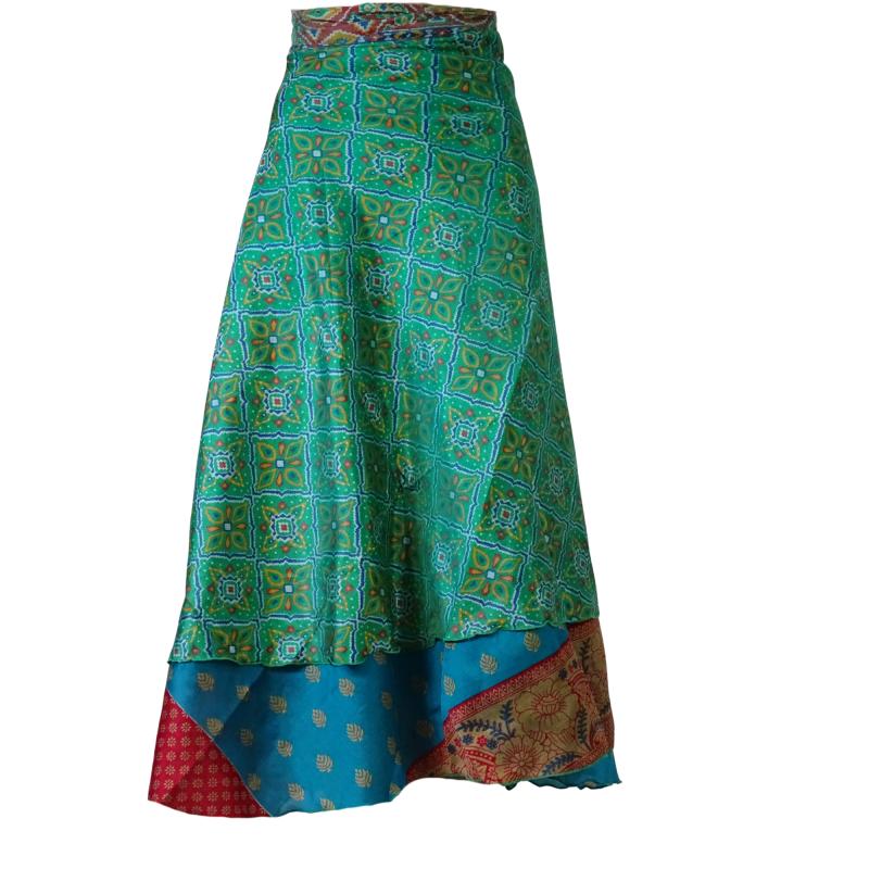 Lang slå-om Nederdel Turquoise Green - 