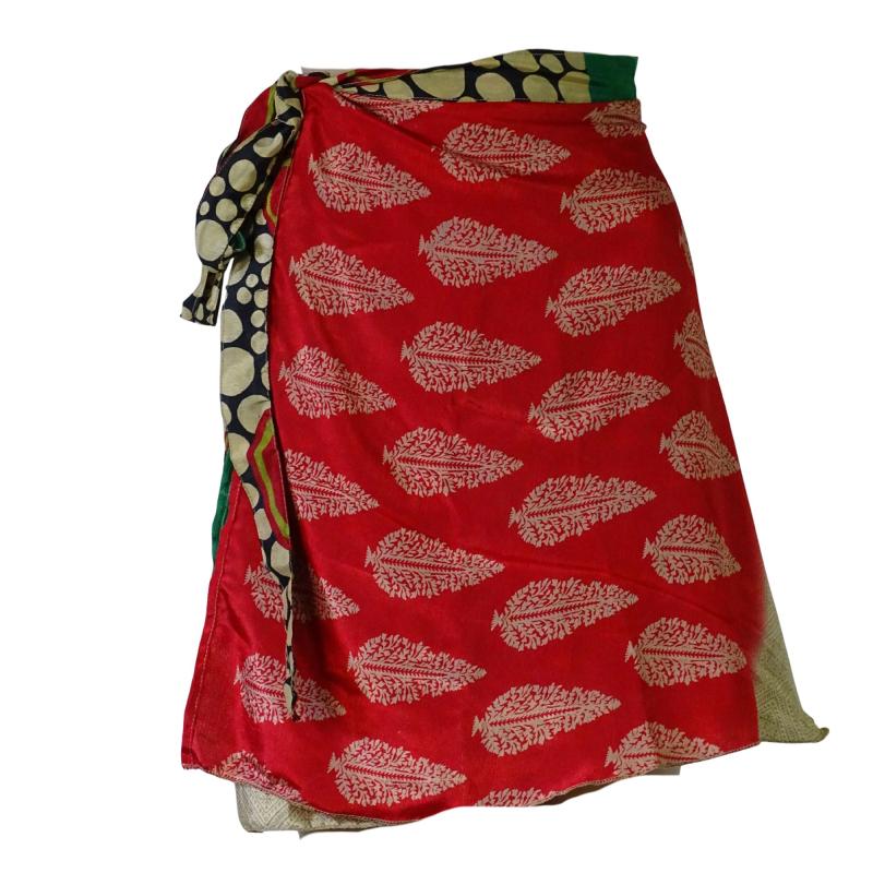 Sari Nederdel Kort Red n´ Beige