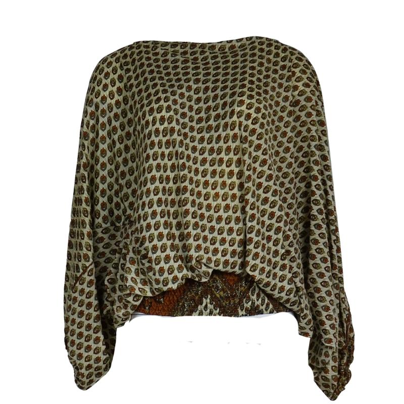 Harem Vintage Bluse 2-in-1 - Brown n' Beige