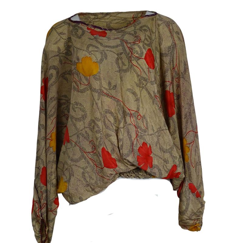 Harem Vintage Bluse 2-in-1 - Floral Beige