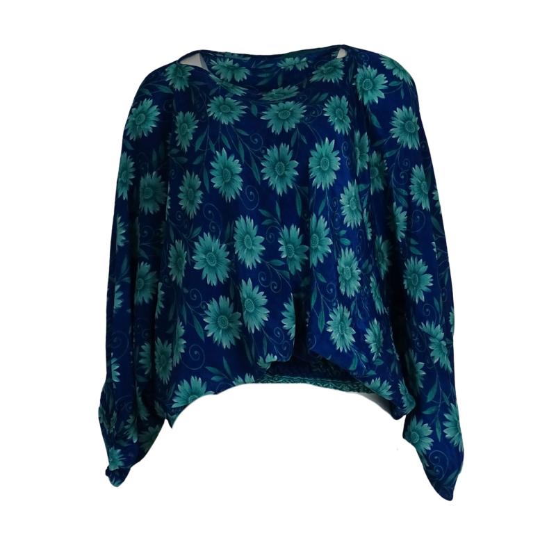 Harem Vintage Bluse 2-in-1 - Floral Blue