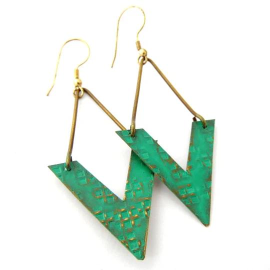 Turkis Trekant Øreringe - 