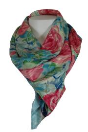 Silkesari Tørklæde 100 x 100 Floral