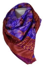 Silkesari Tørklæde 100 x 100 Purple n' Red