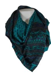 Silkesari Tørklæde 100 x 100 Dark Turquoise