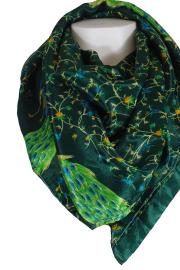 Silkesari Tørklæde 100 x 100 Peacock Green