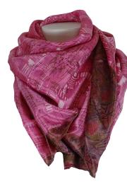 Silkesari Tørklæde 100 x 100 Pink