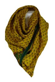 Silkesari Tørklæde 100 x 100 Curry n' Green