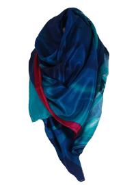 Silkesari Tørklæde 100 x 100 Shades of Blue
