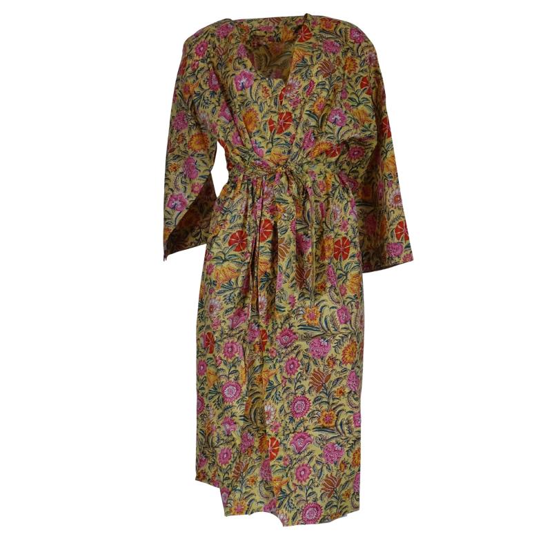 Kimono Blockprint Flowers - 