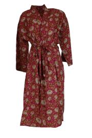 Kimono Blockprint Floral Red