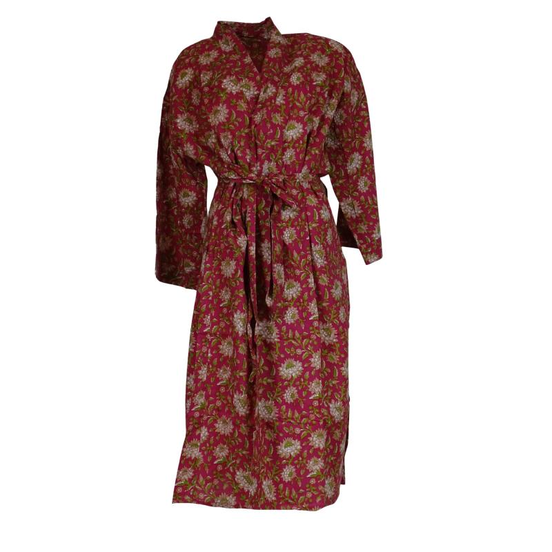 Kimono Blockprint Floral Red - 