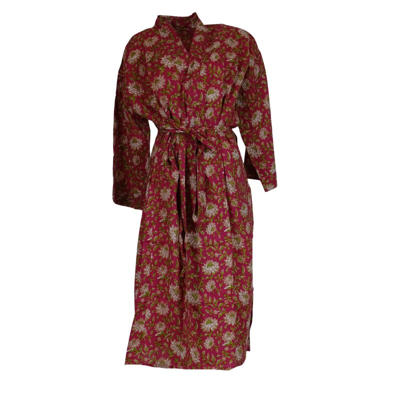 Kimono Blockprint Floral Red