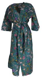 Kimono Blockprint Floral Teal