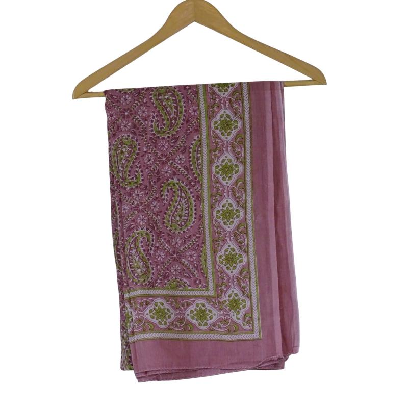 Blockprintet Tørklæde Paisley Rose - 