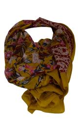 Blockprintet Tørklæde Curry Flowers