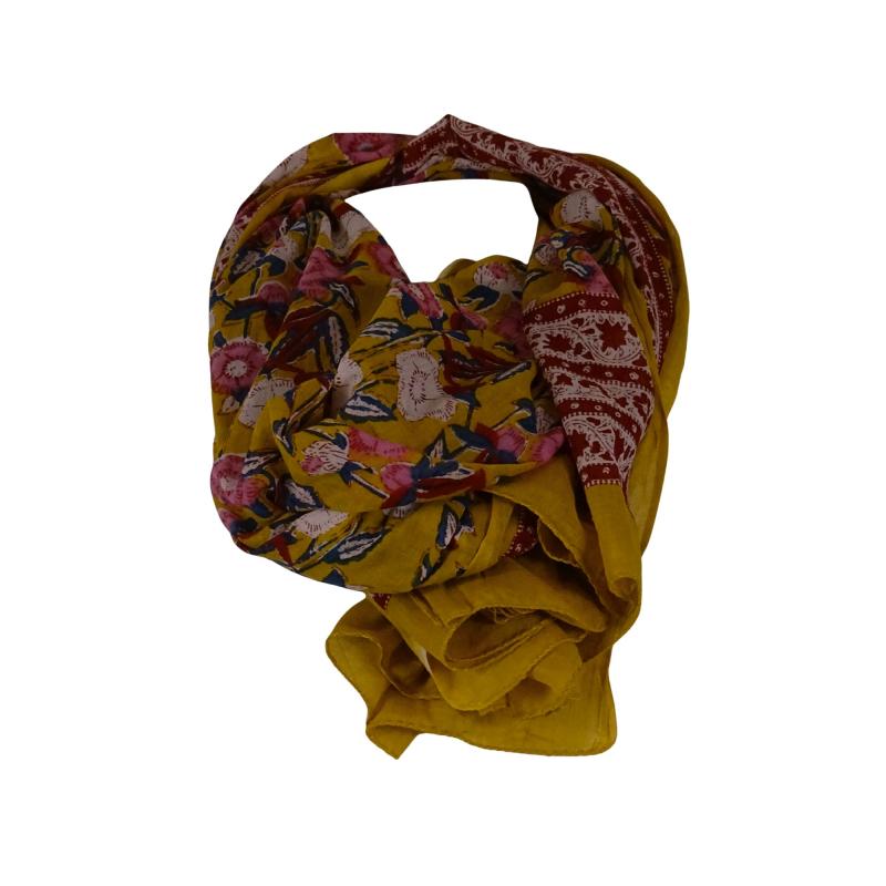 Blockprintet Tørklæde Curry Flowers - 