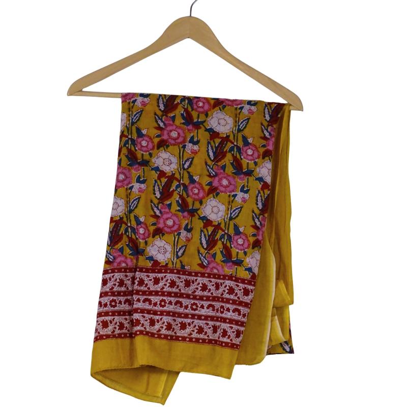 Blockprintet Tørklæde Curry Flowers - 