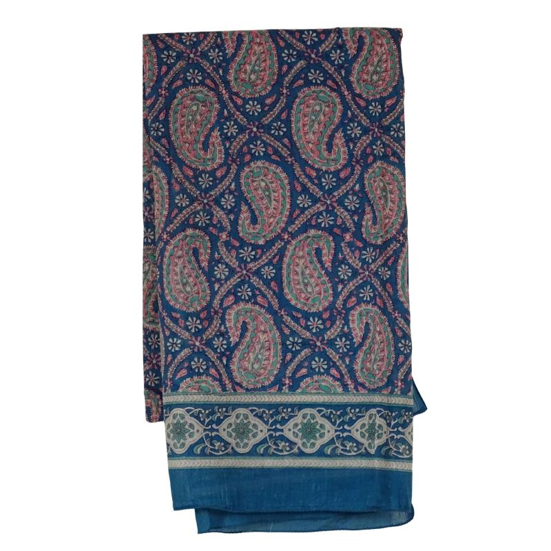 Blockprintet Tørklæde Turquoise Rose - 