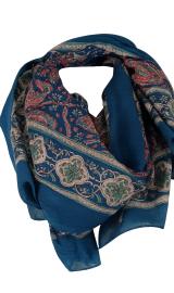 Blockprintet Tørklæde Turquoise Rose