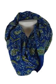 Blockprintet Tørklæde Floral Blue