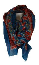 Blockprintet Tørklæde Red n' Blue